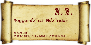 Mogyorósi Nándor névjegykártya