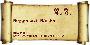 Mogyorósi Nándor névjegykártya